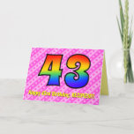 [ Thumbnail: Fun Pink Stripes, Hearts, Rainbow # 43rd Birthday Card ]