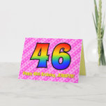 [ Thumbnail: Fun Pink Stripes, Hearts, Rainbow # 46th Birthday Card ]