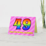 [ Thumbnail: Fun Pink Stripes, Hearts, Rainbow # 49th Birthday Card ]