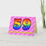[ Thumbnail: Fun Pink Stripes, Hearts, Rainbow # 59th Birthday Card ]