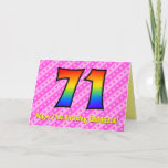 [ Thumbnail: Fun Pink Stripes, Hearts, Rainbow # 71st Birthday Card ]