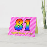 [ Thumbnail: Fun Pink Stripes, Hearts, Rainbow # 81st Birthday Card ]