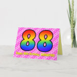 [ Thumbnail: Fun Pink Stripes, Hearts, Rainbow # 88th Birthday Card ]