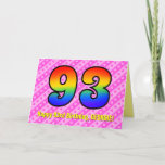 [ Thumbnail: Fun Pink Stripes, Hearts, Rainbow # 93rd Birthday Card ]