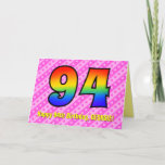 [ Thumbnail: Fun Pink Stripes, Hearts, Rainbow # 94th Birthday Card ]