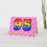 [ Thumbnail: Fun Pink Stripes, Hearts, Rainbow # 95th Birthday Card ]