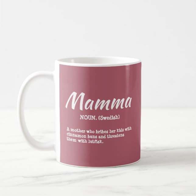 Fun Pink Swedish Mamma (Mom Definition) Coffee Mug (Left)
