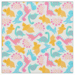 Fun Pink &amp; Teal Dinosaur Pattern Fabric