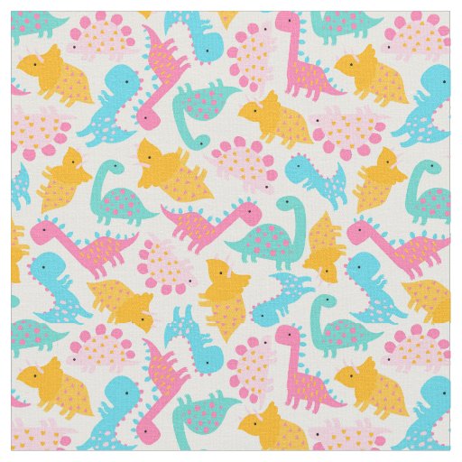 Fun Pink & Teal Dinosaur Pattern Fabric