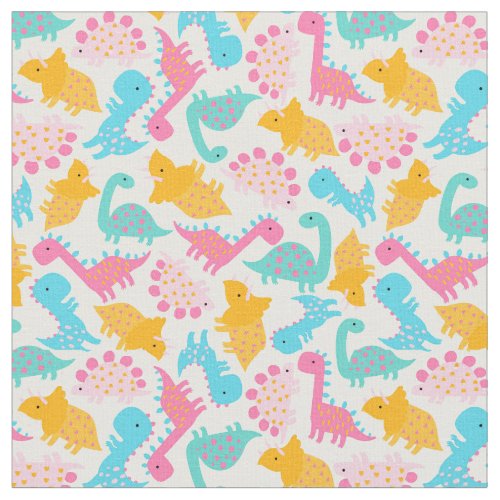 Fun Pink  Teal Dinosaur Pattern Fabric