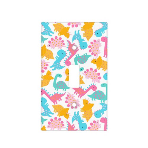 Fun Pink  Teal Dinosaur Pattern Light Switch Cover