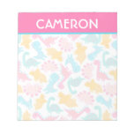 Fun Pink &amp; Teal Dinosaur Pattern Notepad