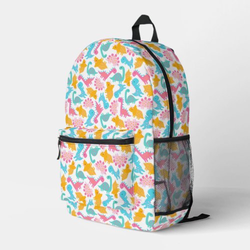 Fun Pink  Teal Dinosaur Pattern Printed Backpack