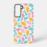 Fun Pink &amp; Teal Dinosaur Pattern Samsung Galaxy S21 Case