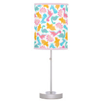 Fun Pink & Teal Dinosaur Pattern Table Lamp