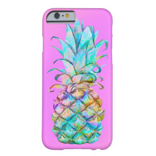 Fun Pink Tropical Pineapple Color Splash Barely There iPhone 6 Case