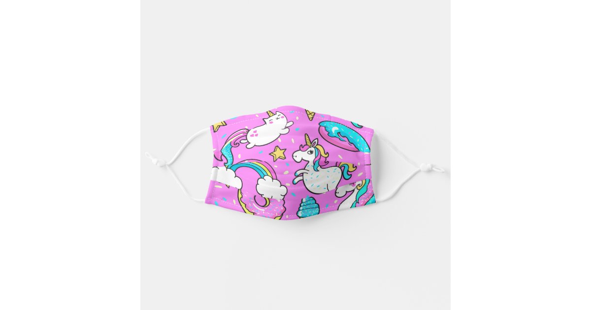 Fun Pink Unicorn Cloth Face Mask Zazzle Com