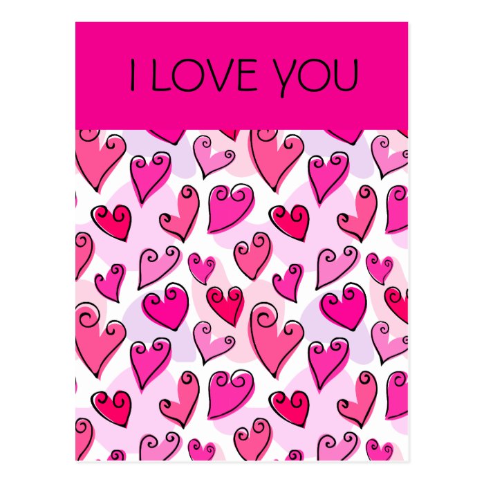 Fun Pink Valentine's hearts Postcard