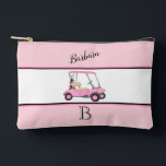Fun Pink Watercolor Golf Cart Monogram Name  Accessory Pouch<br><div class="desc">A touch of golf humor for the girl-friend in your life, who'll have fun with this one -- a pink golf cart for the golf lover who likes to play with style -- or just loves to play -- personalized with her monogram and first name. Or, get one for yourself...</div>