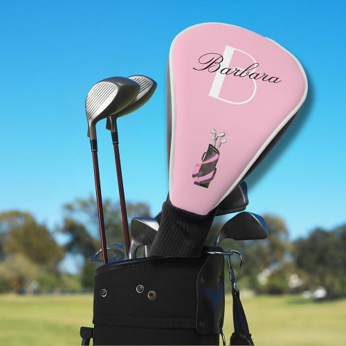 Fun Pink Womens Monogram Name Clubs Golf Head Cover