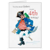 Fun Pirate 4th Birthday Card for Godson (Front)