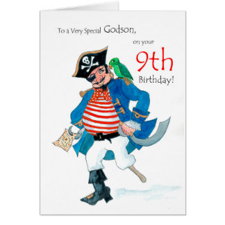 Fun Pirate 9th Birthday Card for Godson