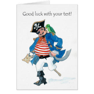 Fun Pirate and Parrot Good Luck with Test Cards