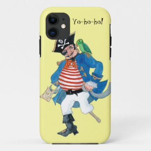 Fun Pirate and Parrot on Pale Lemon Yellow iPhone 11 Case