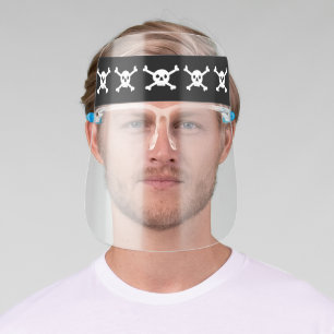 Fun Pirate Black and White Skull and Crossbones Face Shield