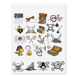 Fun Pirate Cartoon Designs Temporary Tattoos