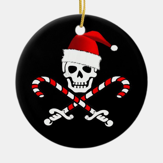 Fun Pirate Flag Santa Christmas Ornament (Front)