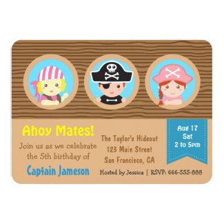 Fun Pirates Theme Birthday Party Card
