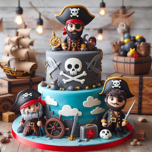 FUN PIRATES THEMED KIDS BIRTHDAY CAKE 