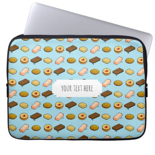 Fun Pixel Art Biscuits  Cookies Pattern With Text Laptop Sleeve