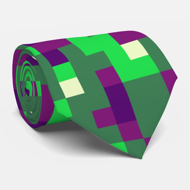 fun pixel pattern colors neck tie (Rolled)