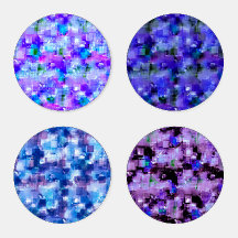 Fun Pixilated Coaster Set in Blue