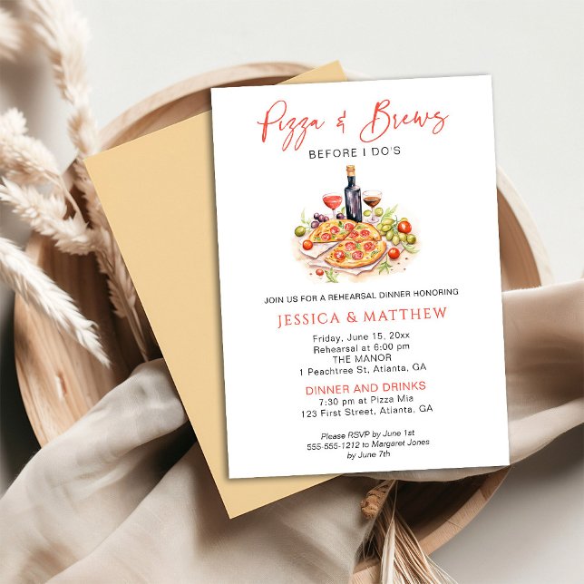 Fun Pizza and Brews Before I Do's Rehearsal Dinner Invitation (Creator Uploaded)