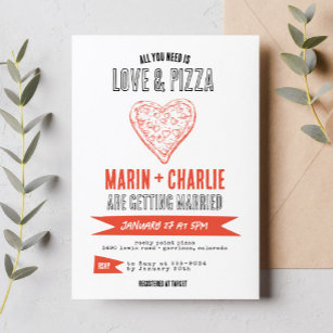 Fun Pizza Couples Bridal Shower Engagement Party Invitation
