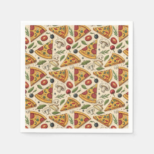 Fun Pizza Party Pepperoni Pizza Lover Food Pattern Napkins