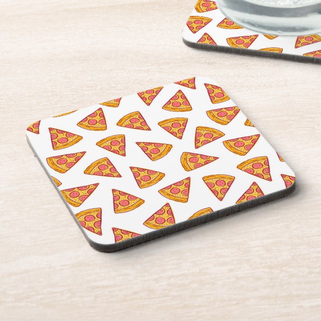 Fun Pizza Slice Pattern Beverage Coaster (Left Side)