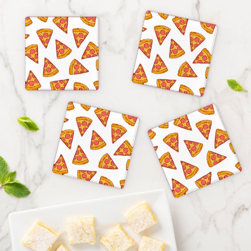 Fun Pizza Slice Pattern Coaster Set