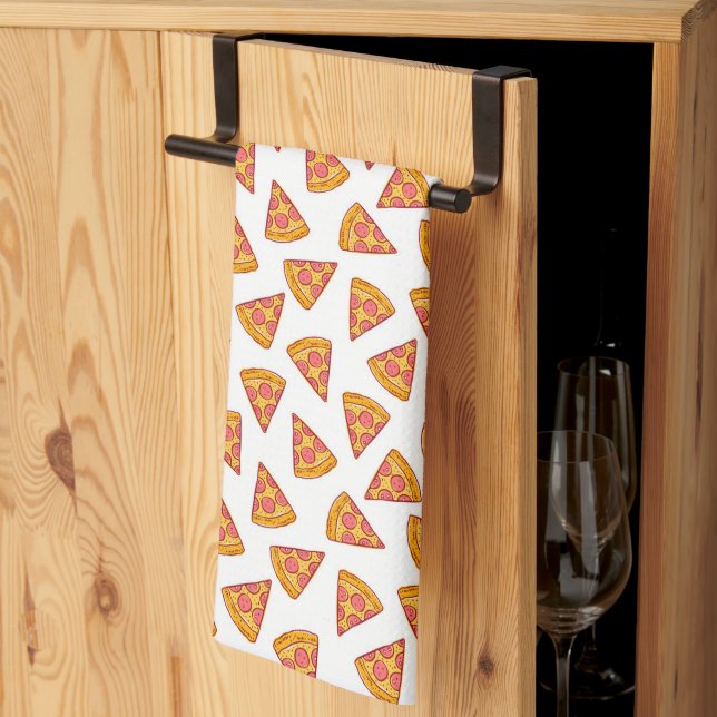 Fun Pizza Slice Pattern Kitchen Towel (Thirds Fold)