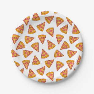 Fun Pizza Slice Pattern Paper Plates