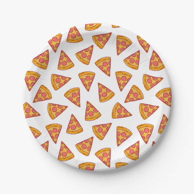 Fun Pizza Slice Pattern Paper Plates (Front)