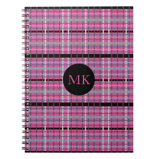 Fun Plaid Monogrammed Notebook (Front)