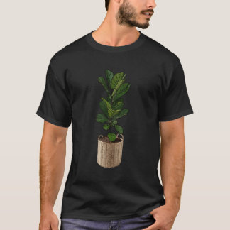 Fun Plant Mom Fiddle Leaf Fig In Wicker Basket T-Shirt