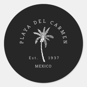Fun Playa Del Car Mexico Beach Palm Tree Novelty Classic Round Sticker