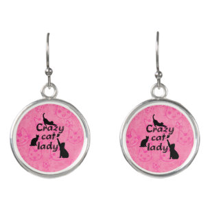 Fun Playful Cats Crazy Cat Lady Earrings