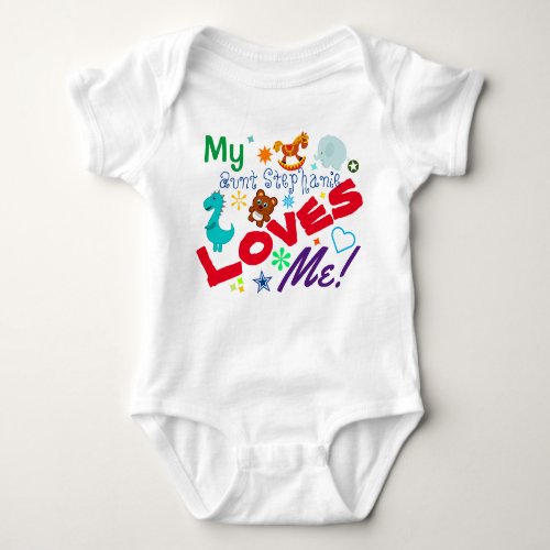 Fun Playful Colorful My Aunt Loves Me Baby Bodysuit