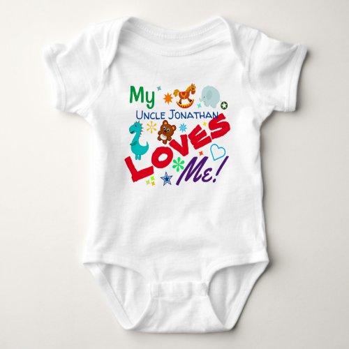 Fun Playful Colorful My Uncle Loves Me Baby Bodysuit
